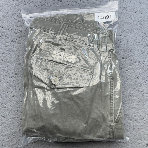 Polo Ralph Lauren Cargo Shorts Men 34x10 Khaki Safari Blue Label Worn Faders - Picture 16 of 16